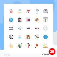 Pictogram Set of 25 Simple Flat Colors of error computer bulb wifi mobile Editable Vector Design Elements