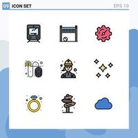 9 Creative Icons Modern Signs and Symbols of engineer construction gear cash pay Editable Vector Design Elements