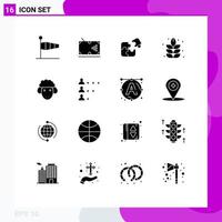 User Interface Pack of 16 Basic Solid Glyphs of nature success stick piece jigsaw Editable Vector Design Elements