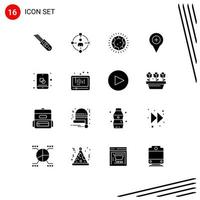 Stock Vector Icon Pack of 16 Line Signs and Symbols for design pin diamond navigation location Editable Vector Design Elements