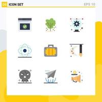 Flat Color Pack of 9 Universal Symbols of physics molecule spring molecular illustration Editable Vector Design Elements