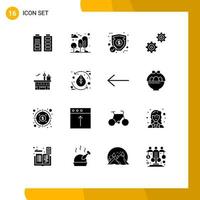 Pack of 16 creative Solid Glyphs of conveyance options tree gears security Editable Vector Design Elements