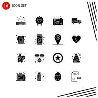 Universal Icon Symbols Group of 16 Modern Solid Glyphs of sketch printing party print transport Editable Vector Design Elements