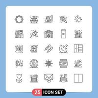 conjunto de 25 iconos modernos de la interfaz de usuario signos de símbolos para elementos de diseño vectorial editables del jugador del corazón de la fiesta del amor de la boda vector