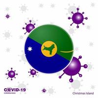 reza por la isla de navidad covid19 coronavirus tipografía bandera quédate en casa mantente saludable cuida tu propia salud vector