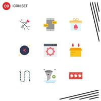 conjunto de 9 iconos de interfaz de usuario modernos signos de símbolos para flechas de red de regalo izquierda seo elementos de diseño vectorial editables vector