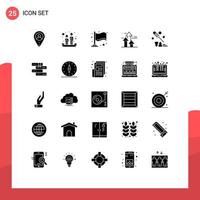 25 Thematic Vector Solid Glyphs and Editable Symbols of equipment screw driver flag limits breaking Editable Vector Design Elements