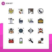 Pictogram Set of 16 Simple Flat Color Filled Lines of consumption wand office magic handset Editable Creative Vector Design Elements