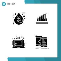 Mobile Interface Solid Glyph Set of Pictograms of bio business ecofriendly chart grow Editable Vector Design Elements