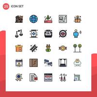 Universal Icon Symbols Group of 25 Modern Filled line Flat Colors of donation vacation leaf travel letter Editable Vector Design Elements