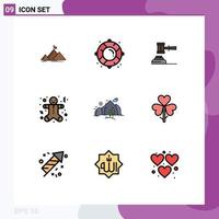 9 Creative Icons Modern Signs and Symbols of cookie legal law judge gavel Editable Vector Design Elements