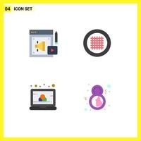 Flat Icon Pack of 4 Universal Symbols of web computer megaphone line screen Editable Vector Design Elements