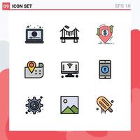 Stock Vector Icon Pack of 9 Line Signs and Symbols for computer navigation road map finance Editable Vector Design Elements