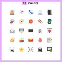 Pictogram Set of 25 Simple Flat Colors of instrument accordion call magic ball glass stand Editable Vector Design Elements