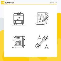 Modern Set of 4 Filledline Flat Colors and symbols such as bus revenue art file clip Editable Vector Design Elements