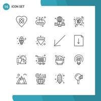 Outline Pack of 16 Universal Symbols of cream shopping globe online basket Editable Vector Design Elements