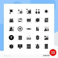25 signos de glifos sólidos universales símbolos de elementos de diseño vectorial editables de productos de moda de cajas de piedras preciosas valiosas vector