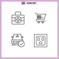 Pictogram Set of 4 Simple Filledline Flat Colors of medical kit done cart car electric Editable Vector Design Elements