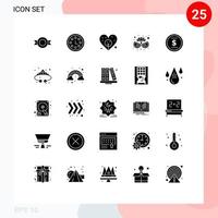 25 Universal Solid Glyphs Set for Web and Mobile Applications fashion price day money eye mask Editable Vector Design Elements