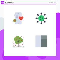 Modern Set of 4 Flat Icons and symbols such as medical agriculture heart cell nature Editable Vector Design Elements