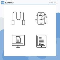 Set of 4 Modern UI Icons Symbols Signs for rope online mobile business mobile Editable Vector Design Elements