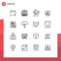 Outline Pack of 16 Universal Symbols of buy formula screen education telescope Editable Vector Design Elements