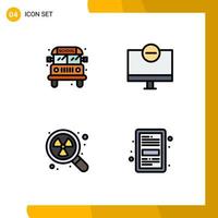 4 Universal Filledline Flat Colors Set for Web and Mobile Applications bus radioactive computers hardware search Editable Vector Design Elements