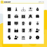 Group of 25 Solid Glyphs Signs and Symbols for food easter arrow boiled egg settings Editable Vector Design Elements