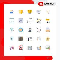 Flat Color Pack of 25 Universal Symbols of celebration shopping fins shop cart Editable Vector Design Elements
