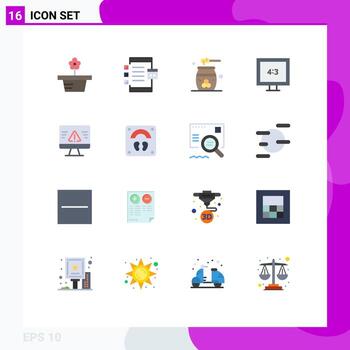 Editable Vector Line Pack of 16 Simple Flat Colors of breach display device aspect ratio honey Editable Pack of Creative Vector Design Elements