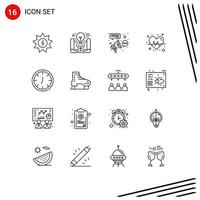 Outline Pack of 16 Universal Symbols of interior beat advertising heart connection Editable Vector Design Elements