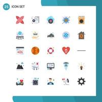 Flat Color Pack of 25 Universal Symbols of install setting bug setting hacker plus Editable Vector Design Elements