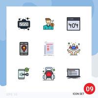 Universal Icon Symbols Group of 9 Modern Filledline Flat Colors of cell user money page communication Editable Vector Design Elements