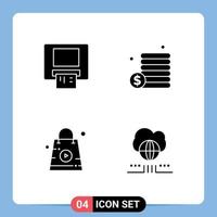 Stock Vector Icon Pack of 4 Line Signs and Symbols for atm bag cash online marketing Editable Vector Design Elements