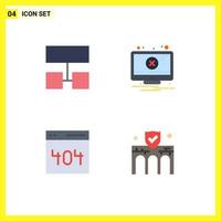 Flat Icon Pack of 4 Universal Symbols of layout page alert warning building Editable Vector Design Elements
