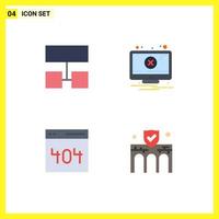 Flat Icon Pack of 4 Universal Symbols of layout page alert warning building Editable Vector Design Elements