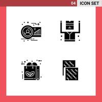 Set of 4 Modern UI Icons Symbols Signs for analysis bag human criminal leaf Editable Vector Design Elements