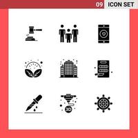 User Interface Pack of 9 Basic Solid Glyphs of leaves like family mobile application application Editable Vector Design Elements