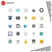 Pack of 25 creative Flat Colors of magic secure business security louck Editable Vector Design Elements