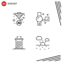 4 User Interface Line Pack of modern Signs and Symbols of printing desk printing handycam meeting Editable Vector Design Elements