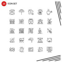 Group of 25 Modern Lines Set for avatar globe add application new Editable Vector Design Elements