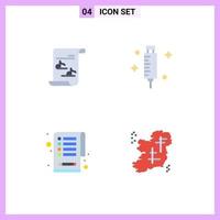 Set of 4 Modern UI Icons Symbols Signs for file clipboard playlist medical ireland Editable Vector Design Elements