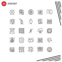 Stock Vector Icon Pack of 25 Line Signs and Symbols for bubble emission global cryptocurrency coin Editable Vector Design Elements