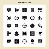 Solid 25 Video Production Icon set Vector Glyph Style Design Black Icons Set Web and Mobile Business ideas design Vector Illustration