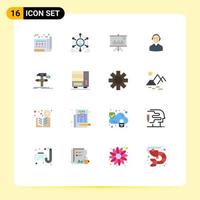 Pictogram Set of 16 Simple Flat Colors of customer business people support graph Editable Pack of Creative Vector Design Elements