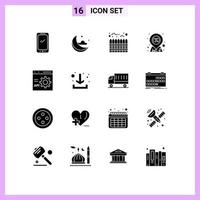 Set of 16 Vector Solid Glyphs on Grid for coding sale estate market discount Editable Vector Design Elements