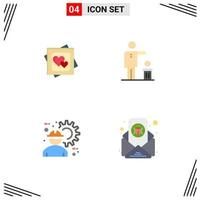 Modern Set of 4 Flat Icons and symbols such as card thought marriage card idea construction worker Editable Vector Design Elements