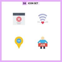 4 Universal Flat Icon Signs Symbols of communication location message love navigation Editable Vector Design Elements