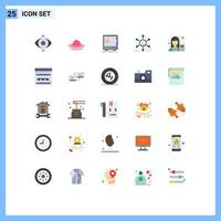 paquete de 25 signos y símbolos de colores planos modernos para medios de impresión web, como elementos de diseño de vectores editables de red de grupo de depósito de personas femeninas