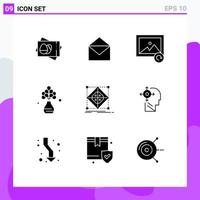 Pack of 9 creative Solid Glyphs of grid architecture image flower living Editable Vector Design Elements